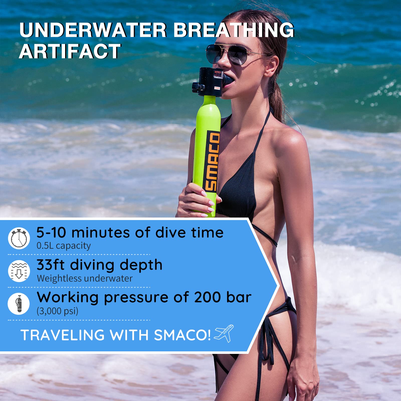 Mini Scuba Tank 0.5L Portable Diving Bottle with Adapter G7