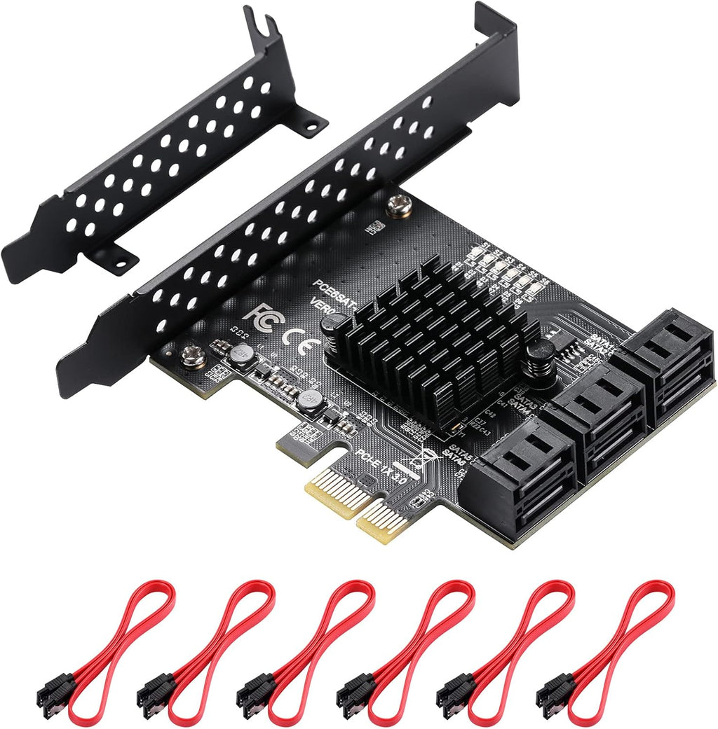16 Port SATA PCIe Expansion Card with 16 Cables B7k
