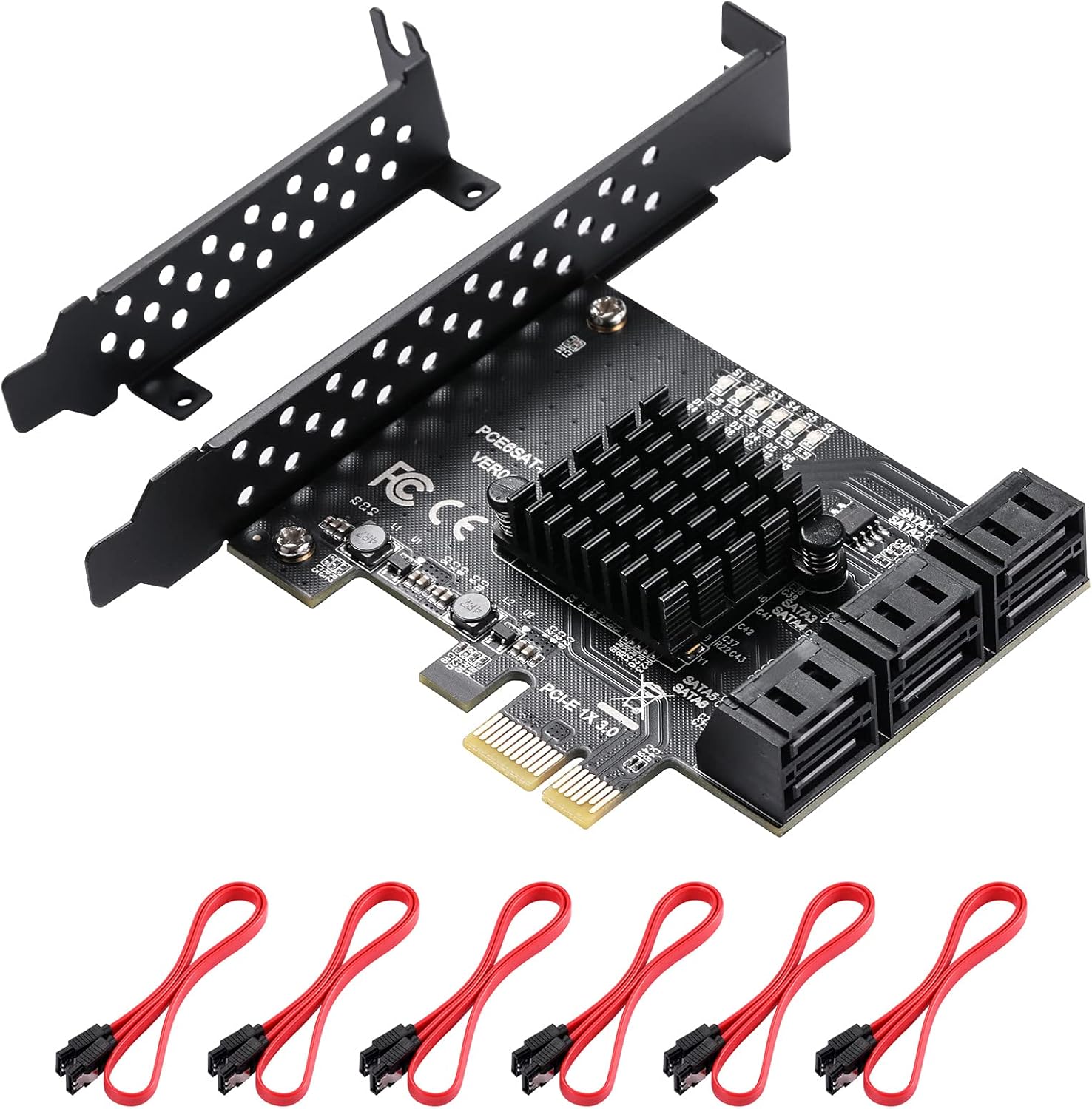 16 Port SATA PCIe Expansion Card with 16 Cables B7k