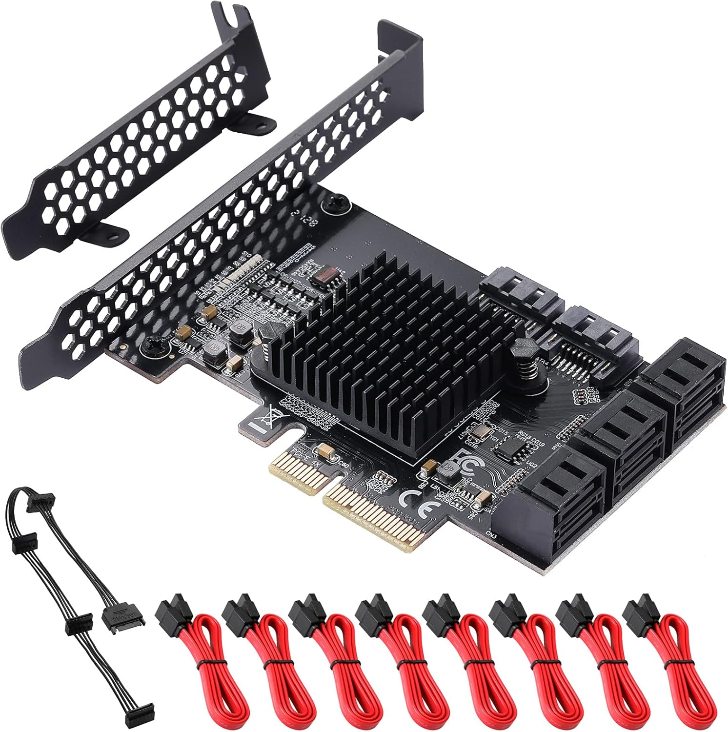 16 Port SATA PCIe Expansion Card with 16 Cables B7k