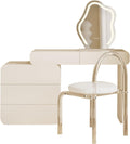 Vanity Desk Modern White Vanity Set with 5 Drawers, Makeup Mirror and Acrylic Transparent Chair, Makeup Vanity Perfect for Wife Girlfriend Fashionable Girls Makeup Dressing Table