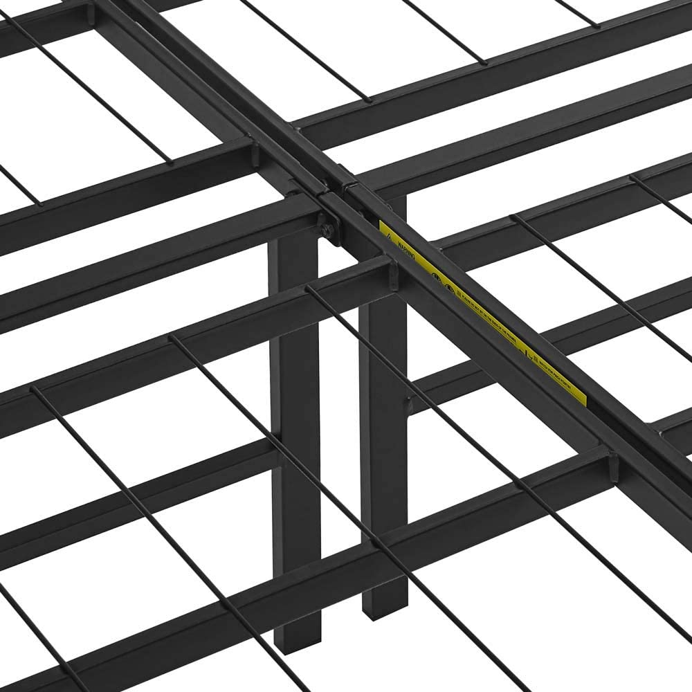 Foldable Metal Platform Bed Frame Queen Black 7k