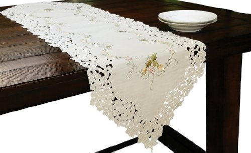 Bordeaux Embroidered Cutwork Table Runner, 15-Inch by 54-Inch