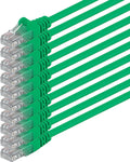 1aTTack - 0,5m - Green - 10 Pieces - Ethernet Gigabit LAN Network Cable (RJ45) 1000Mbit/s Patch Cable UTP Compatible with Cat.5