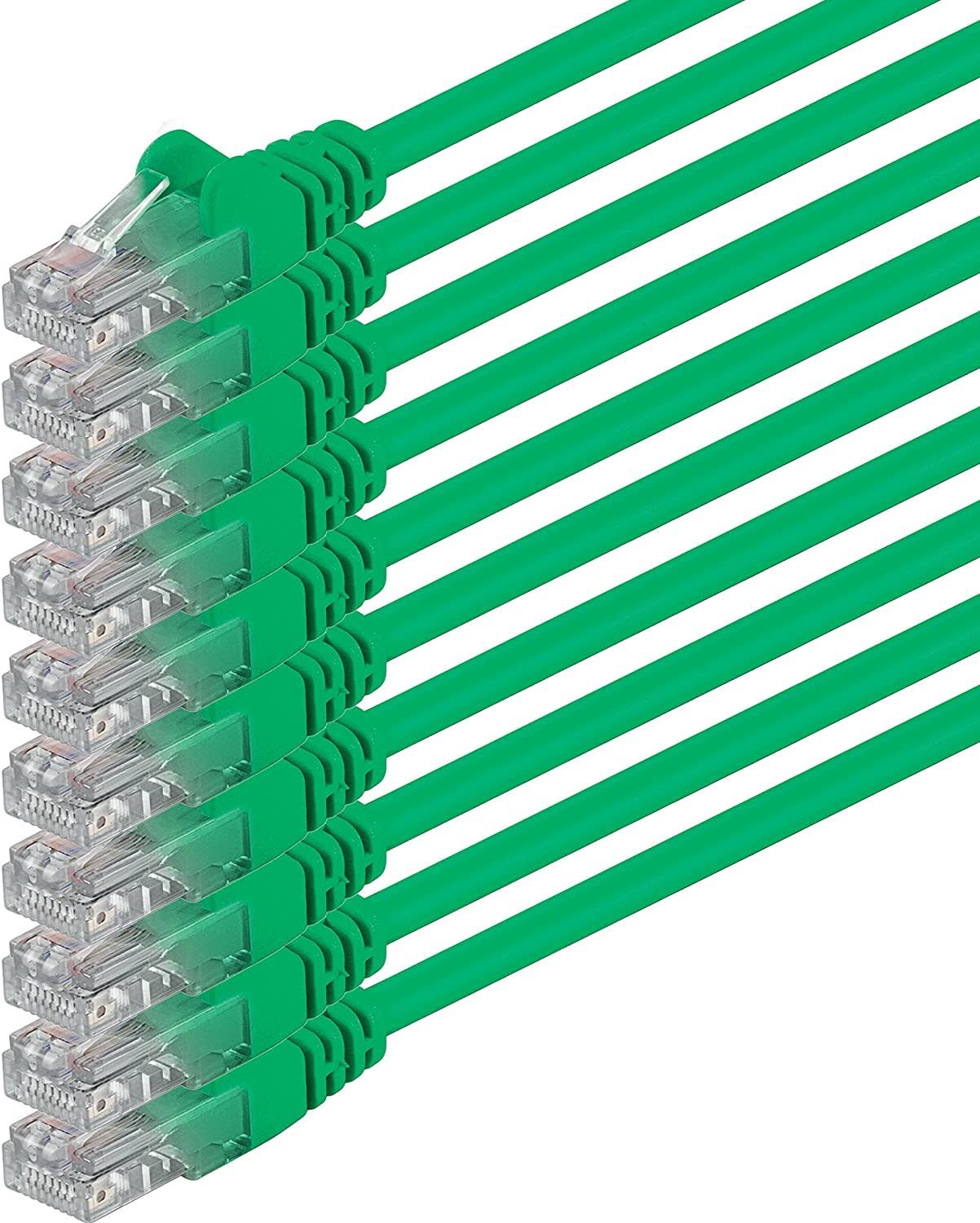1aTTack - 0,5m - Green - 10 Pieces - Ethernet Gigabit LAN Network Cable (RJ45) 1000Mbit/s Patch Cable UTP Compatible with Cat.5