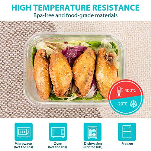 Glass Food Storage Containers 24 Piece Airtight Meal Prep Bento Boxes BPA Free Leak Proof White k7