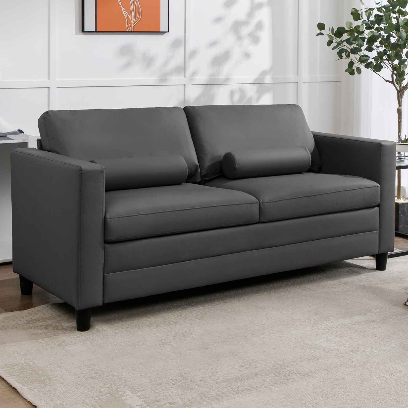 Pull Out Sofa Bed Convertible Sleeper Full Size Couch Dark Grey 7k