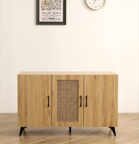 Spacious Sideboard Buffet Cabinet with Rattan Doors a7