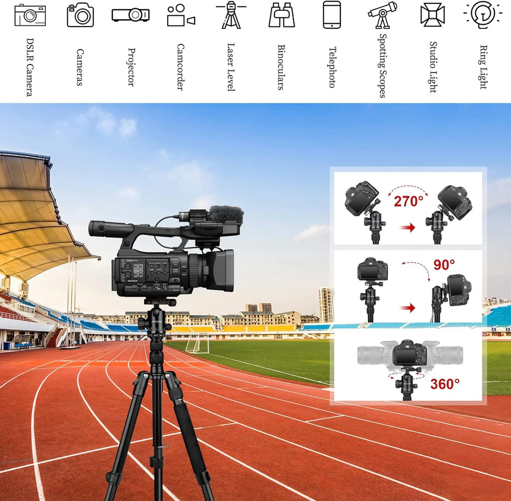 Camera Tripod Stand 81in Heavy Duty for DSLR Telescope Black k7
