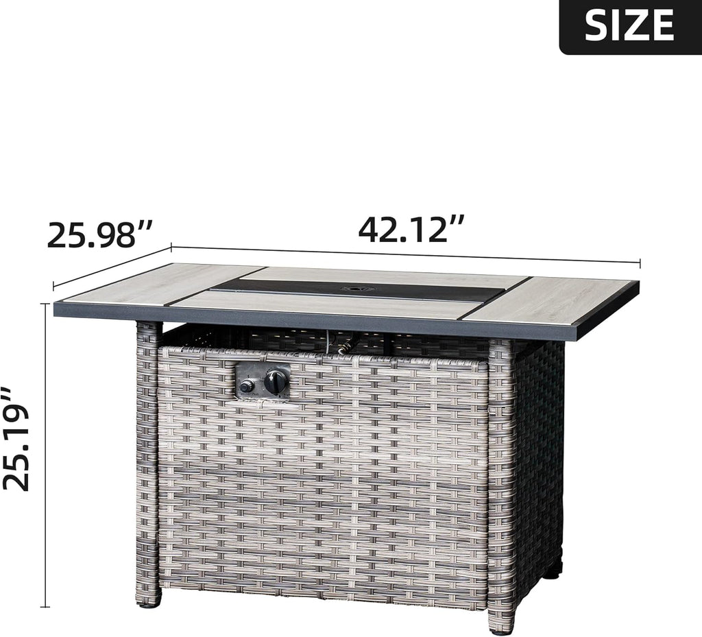 Outdoor Rectangle Gas Fire Table with Lid 42 inch A7