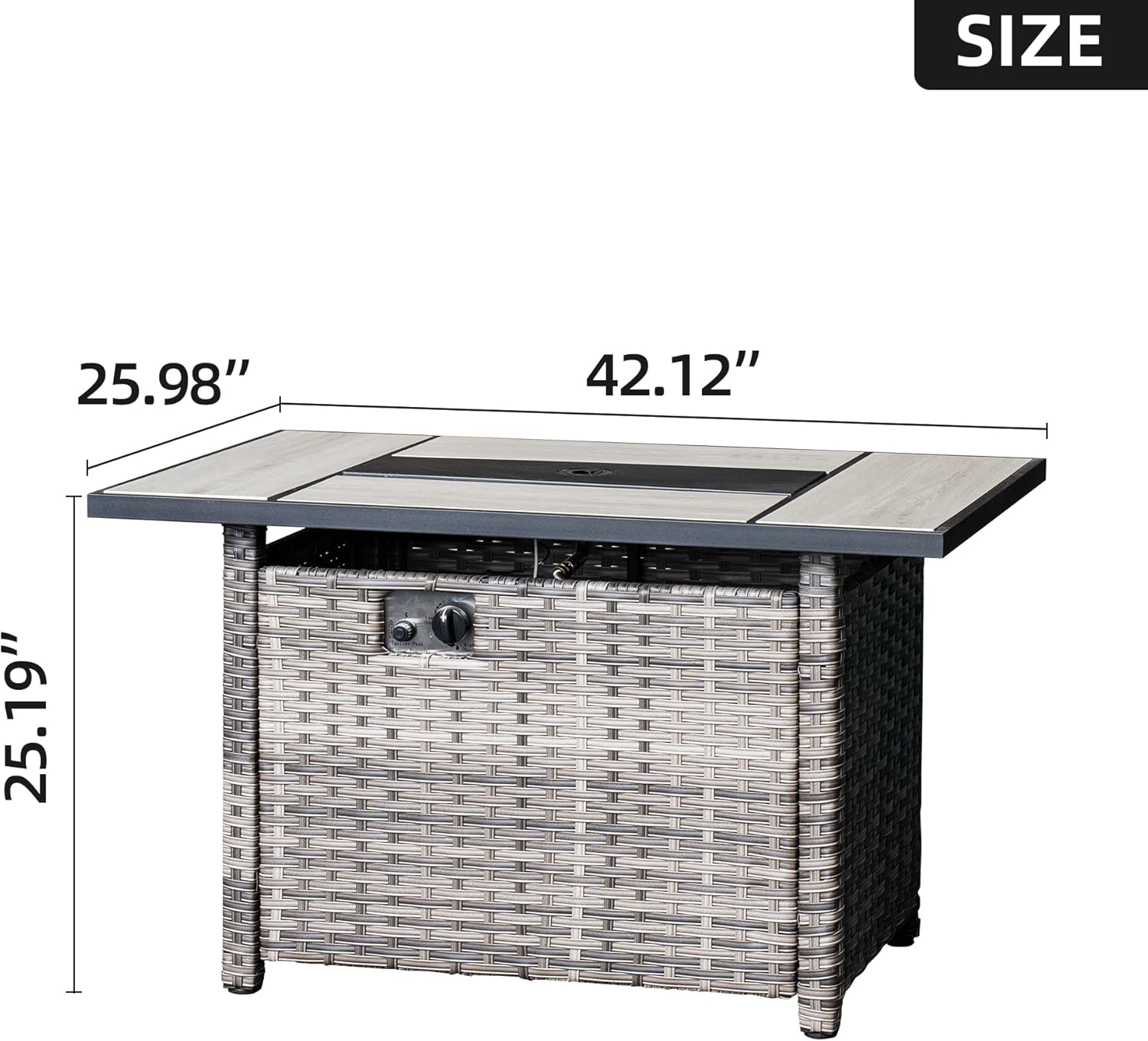 Outdoor Rectangle Gas Fire Table with Lid 42 inch A7