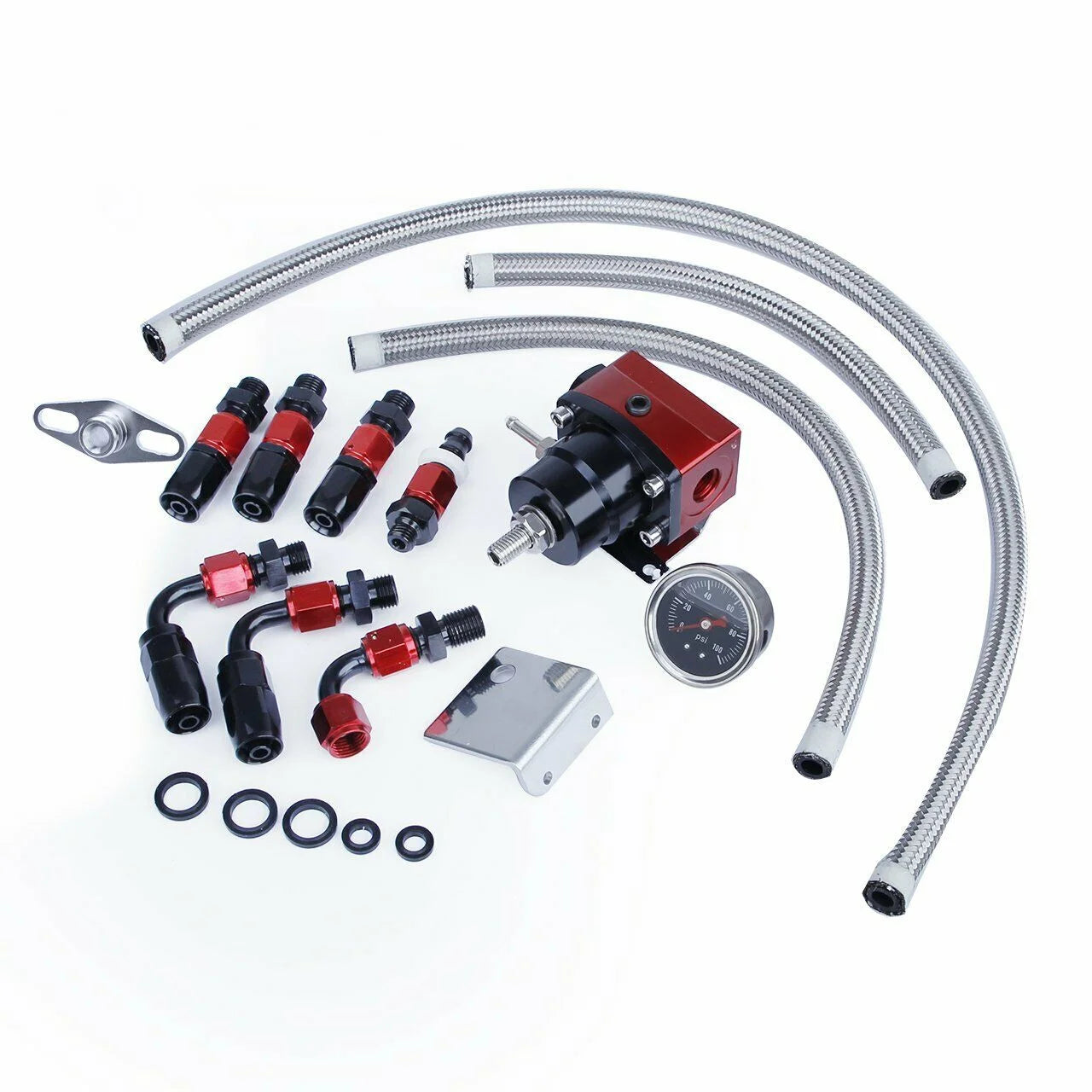 Fuel Pressure Regulator Kit 0-100psi Gauge 6AN A7
