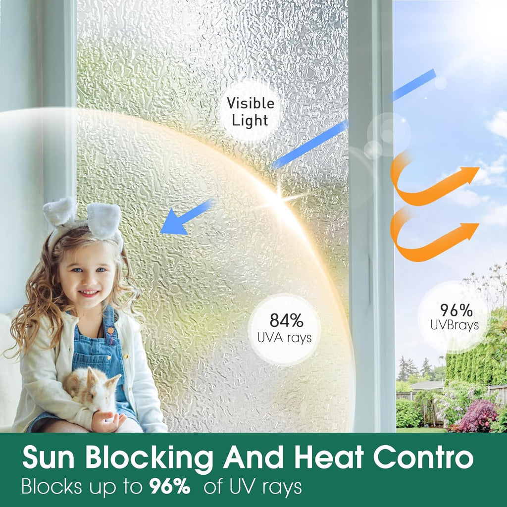 Frosted Window Privacy Film UV Blocking Static Cling 17.5x78.7 a7