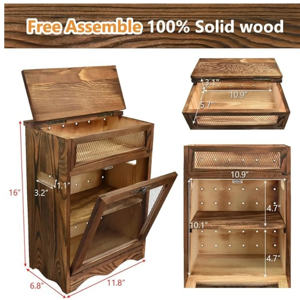 Wooden Countertop Storage Bin for Potato Onion Bread 11.8x6.8x16in R7k