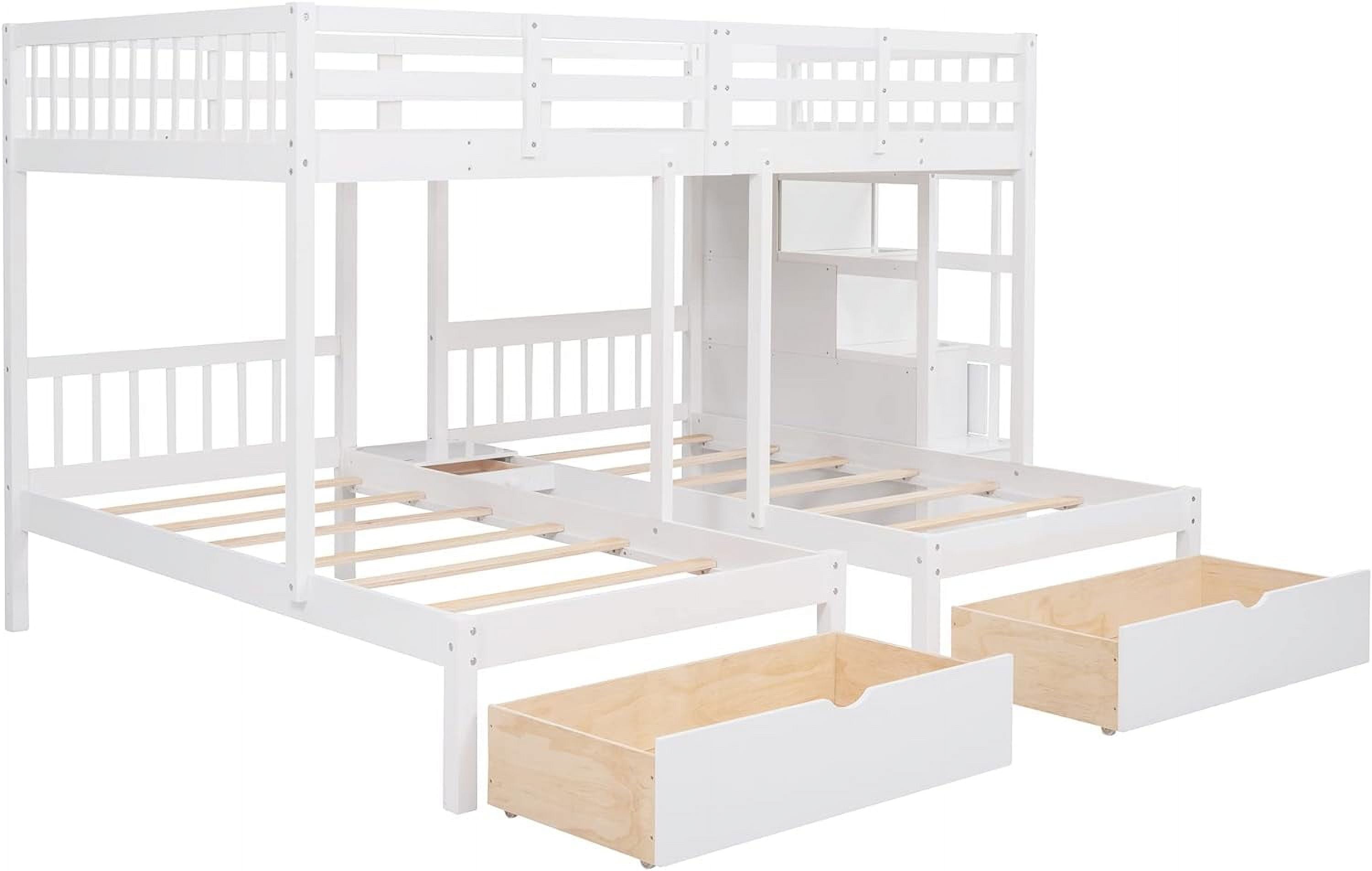 Twin & Twin Bunk Bed with Drawers and Guardrails k7
