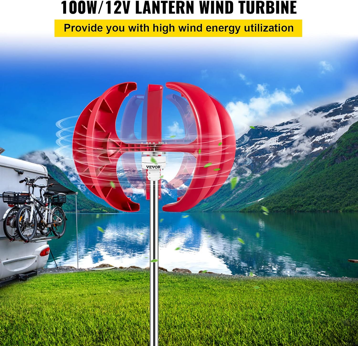 Vertical Wind Turbine Generator 12V 100W A7