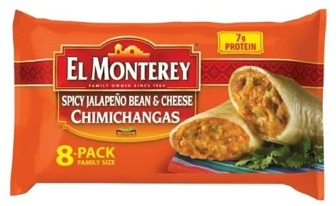 Spicy Jalapeno Bean & Cheese Chimichangas, 32 oz, 8 Count, Frozen, Pack of 3 k7