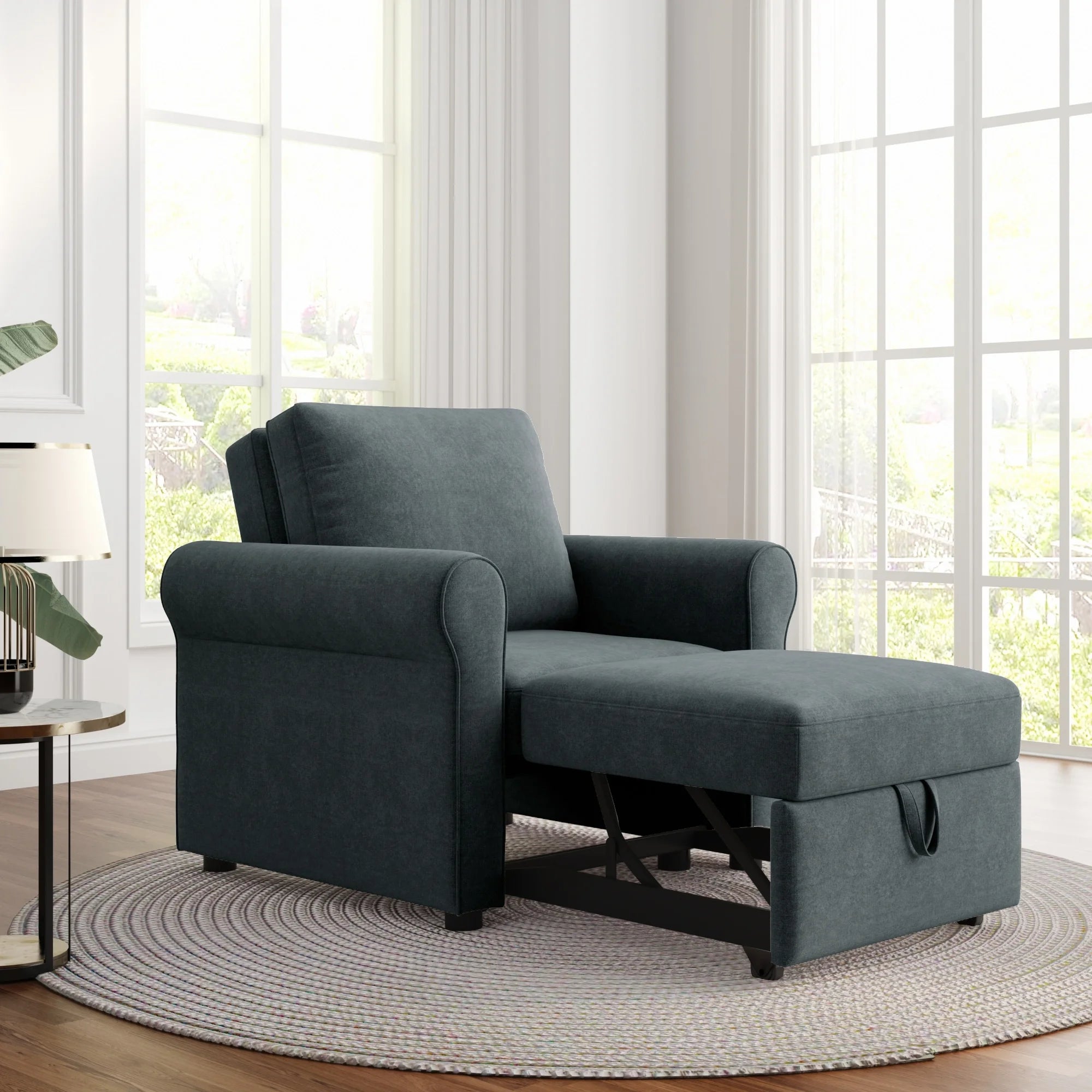 Sofa Bed Chair Convertible Sleeper with Adjustable Backrest Dark Blue k7