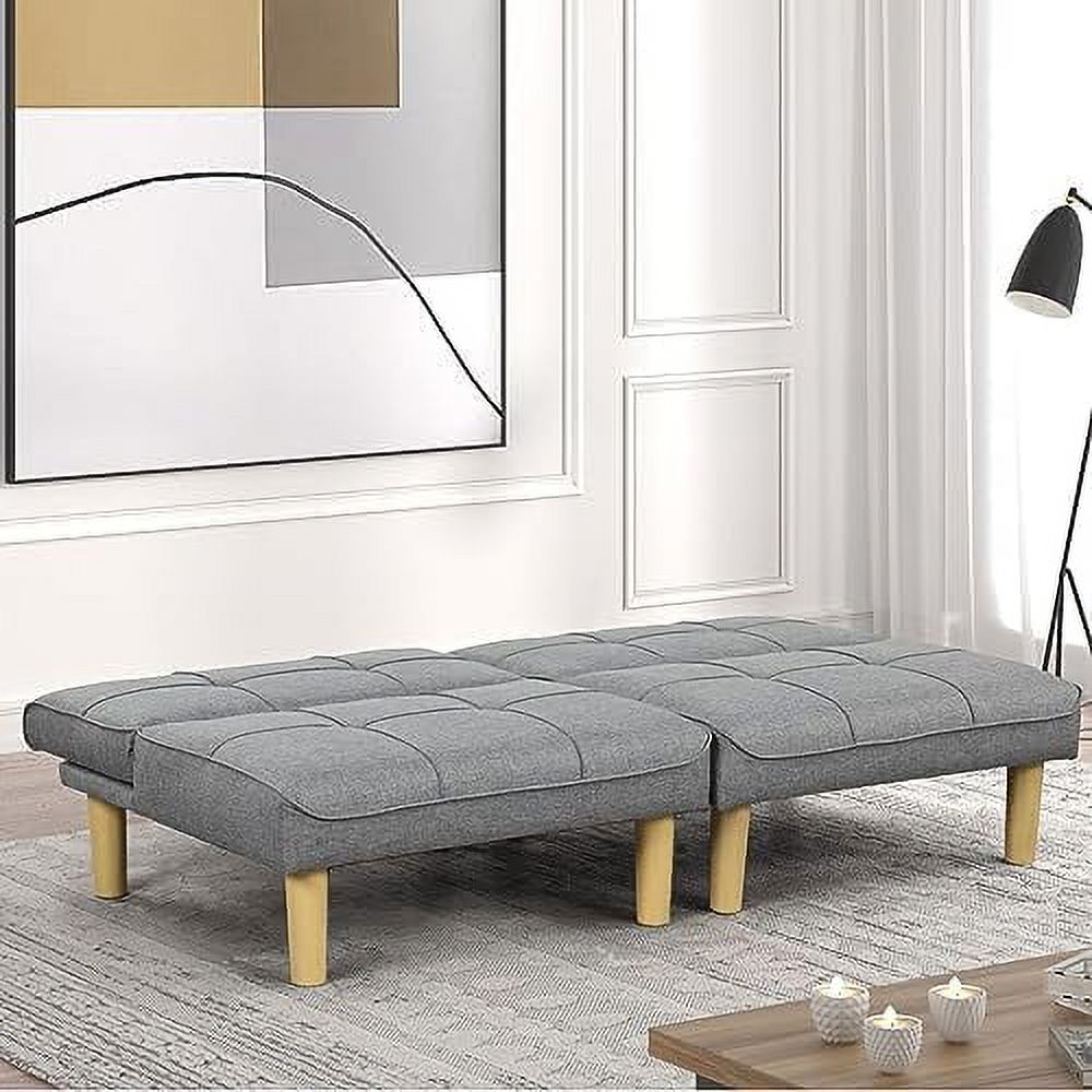 Convertible Futon Sofa Bed Twin USB Loveseat Couch Daybed Grey Fabric k7