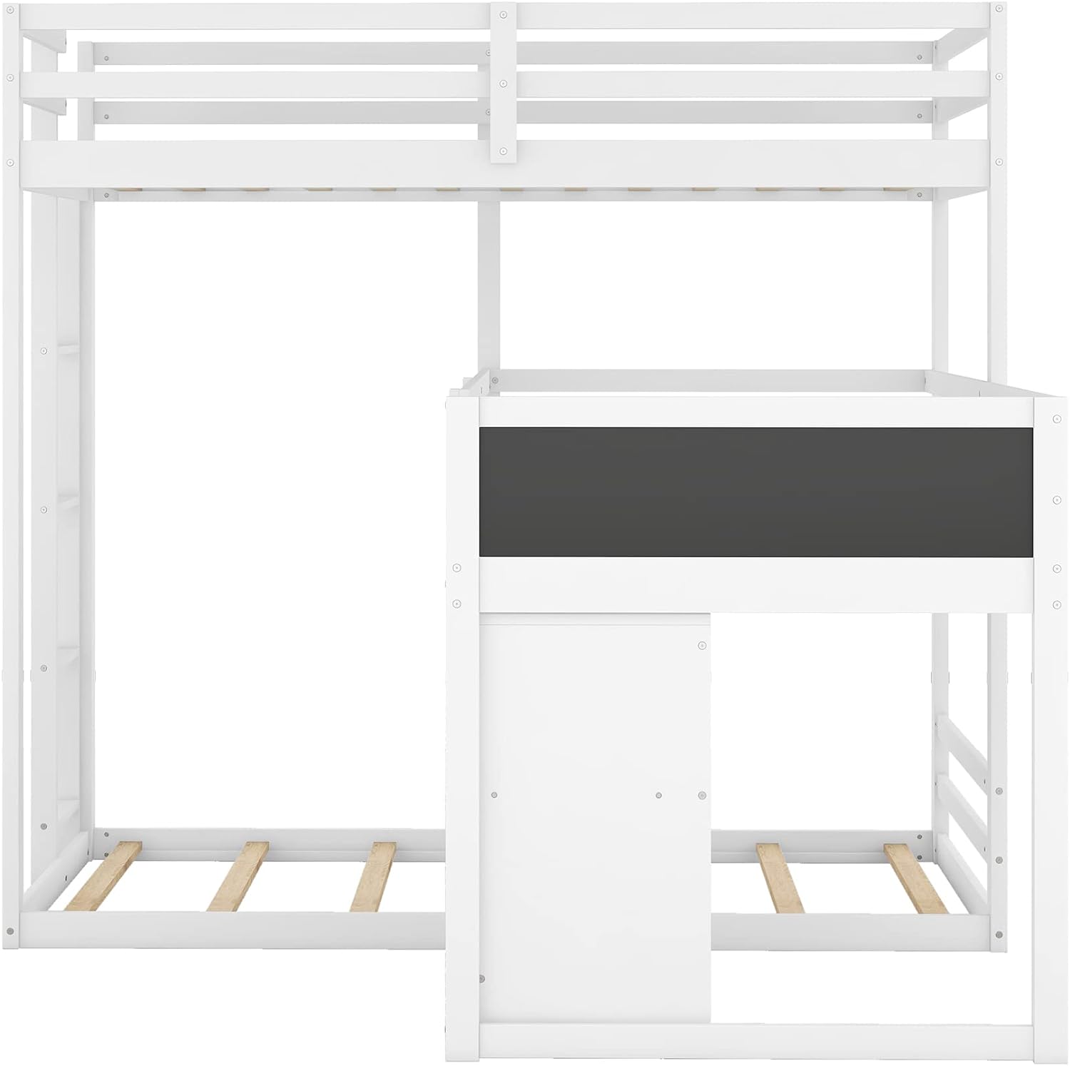 Triple Bunk Bed with Cabinet and Ladder White 7k