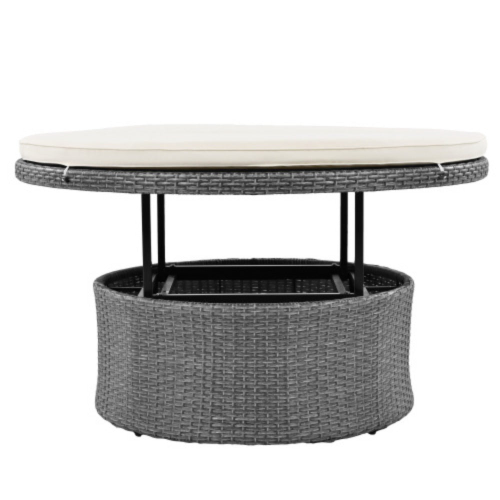 Patio 5-Piece Round Rattan Sectional Sofa Set with Liftable Table a7