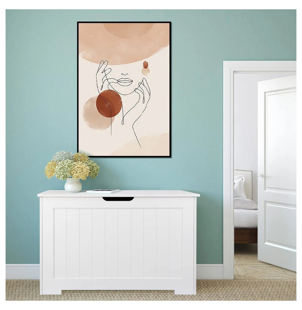 30'' Toy Box Storage Chest with Safety Hinges White k7