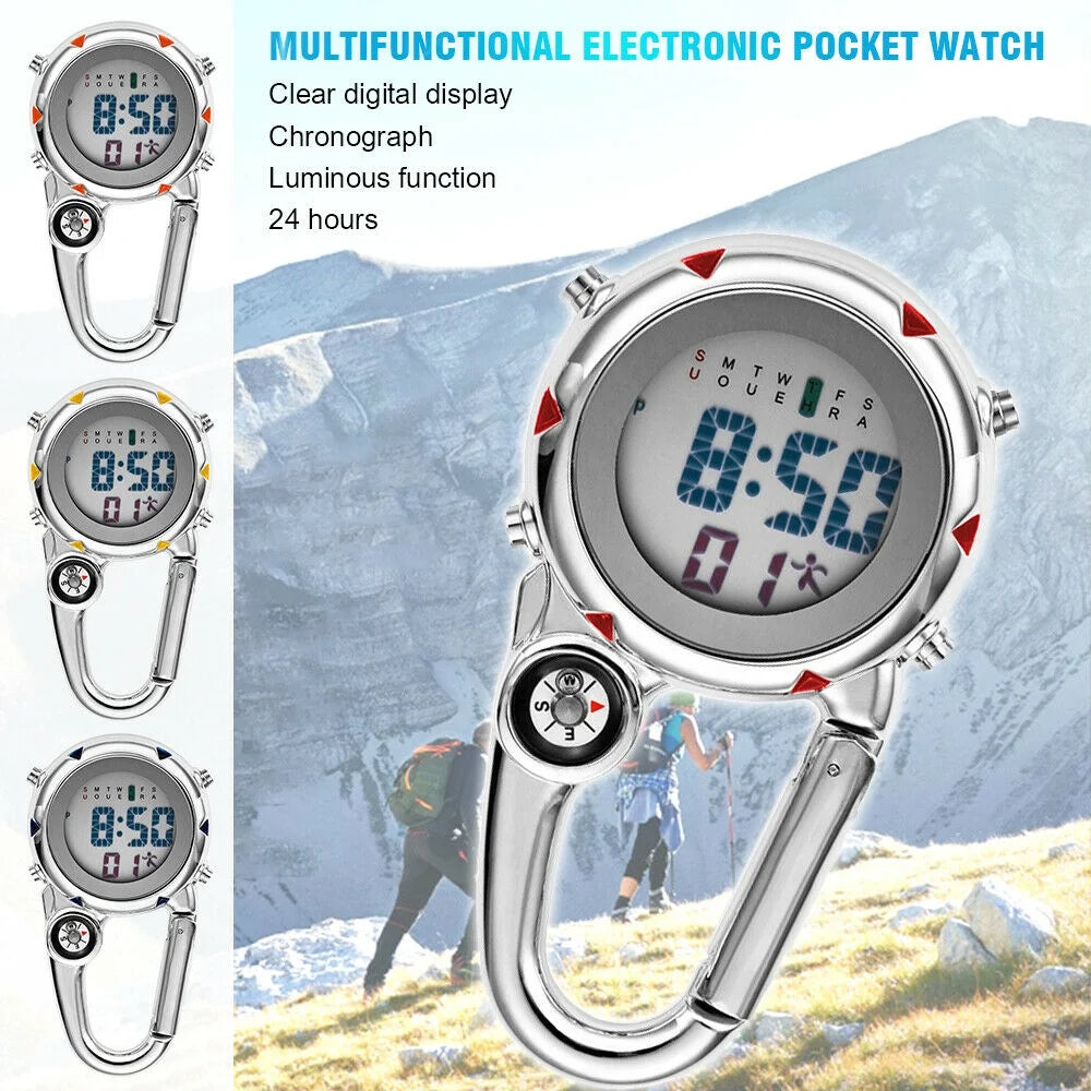 Carabiner Watch for Hiking, Luminous Digital Sports Fob Watch k7