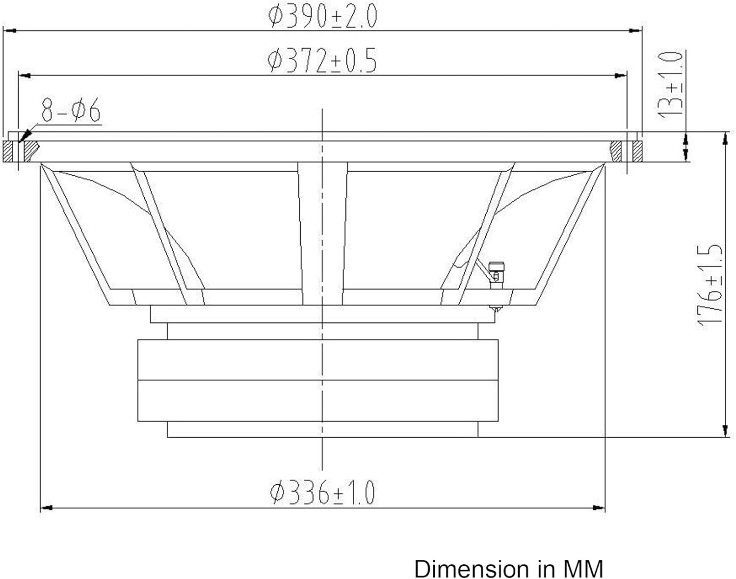 15" 800W Cast Aluminum Woofer for PA Subwoofer Cabinets K7