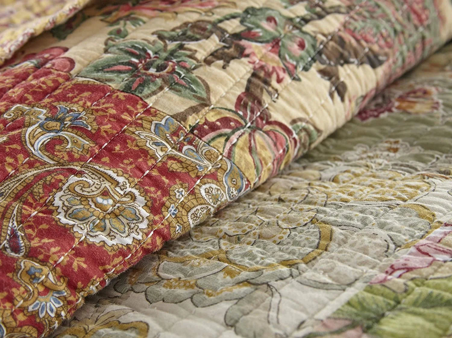 Floral Patchwork Reversible Cotton Daybed Set q7K