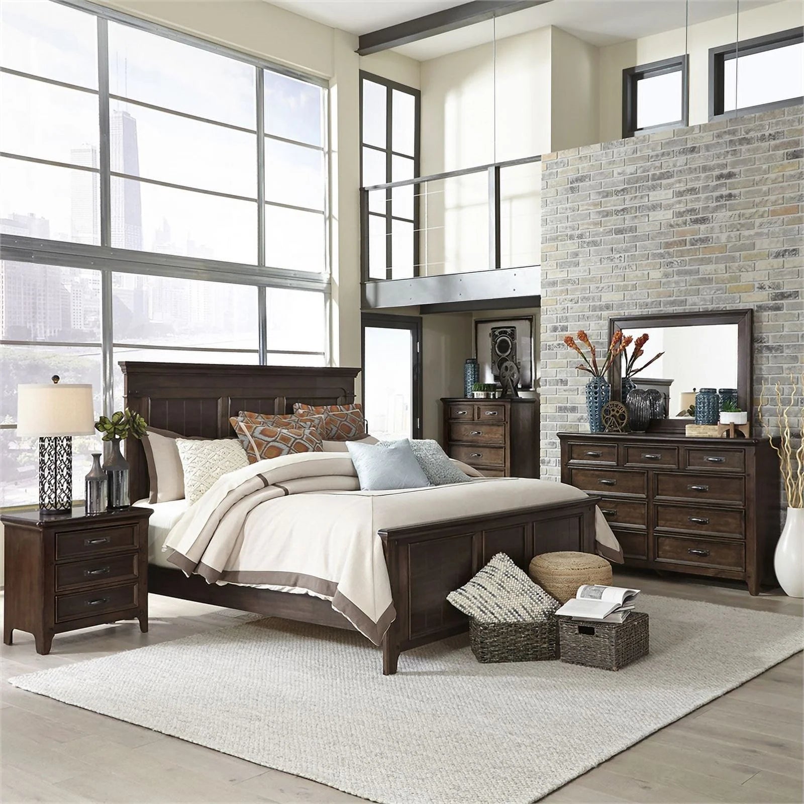 Queen Panel Bedroom Set with 9 Drawer Dresser a7