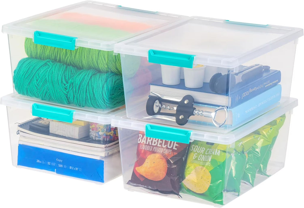 Plastic 12 Qt Storage Bins, 4 Pack