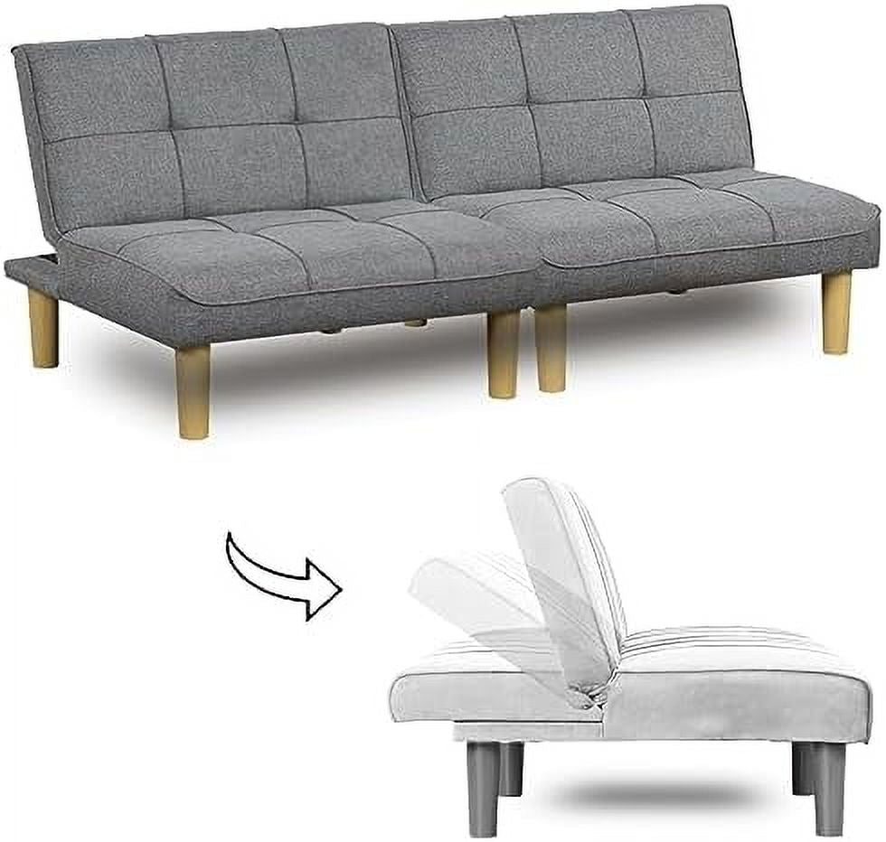 Convertible Futon Sofa Bed Twin USB Loveseat Couch Daybed Grey Fabric k7