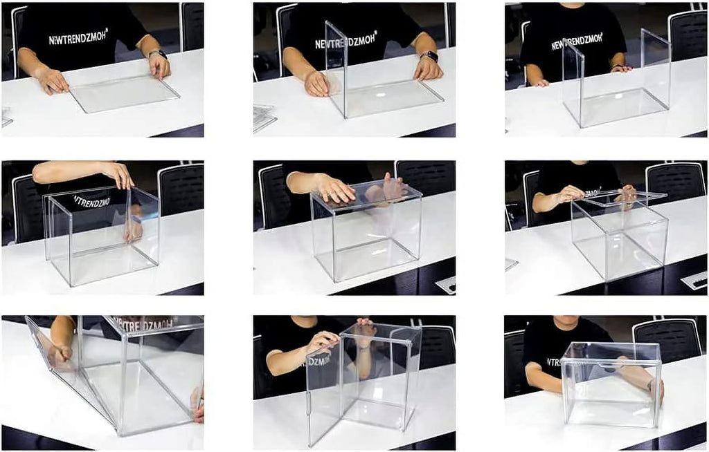 Acrylic Purse Organizer Box with Magnetic Door Stackable Storage Bins A7
