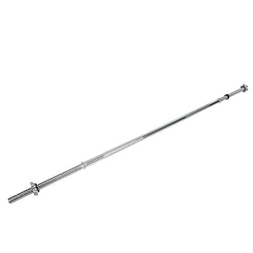 Threaded Chrome Barbell Bar 1-2 Inch Barbell Diameter with Ring Collars Long Olympic Barbell Weightlifting Barbell for Bicep, Tricep and Weight Lifting Exercises