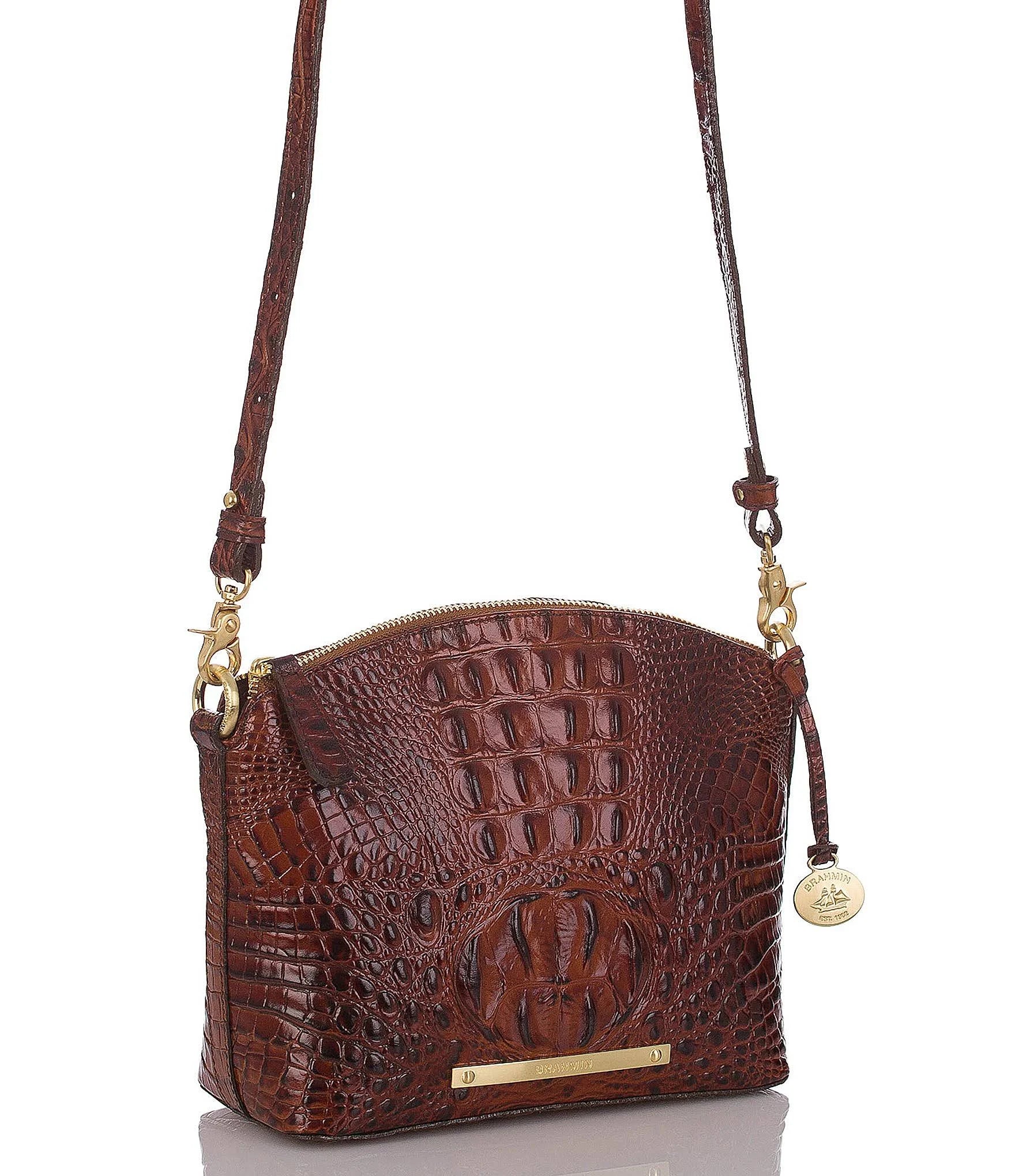 Leather Mini Crossbody Embossed Brown A7