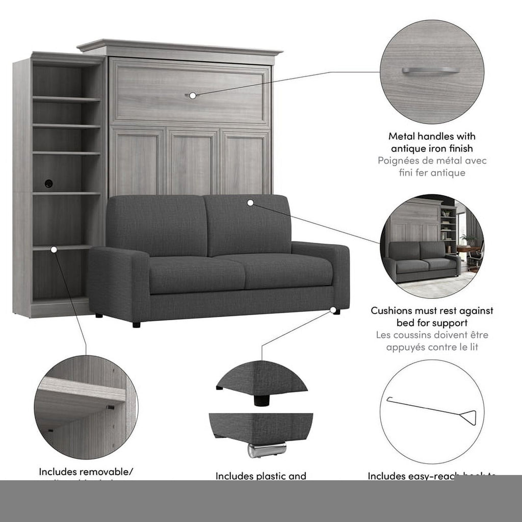 Queen Murphy Bed with Sofa Organizer Gray k7