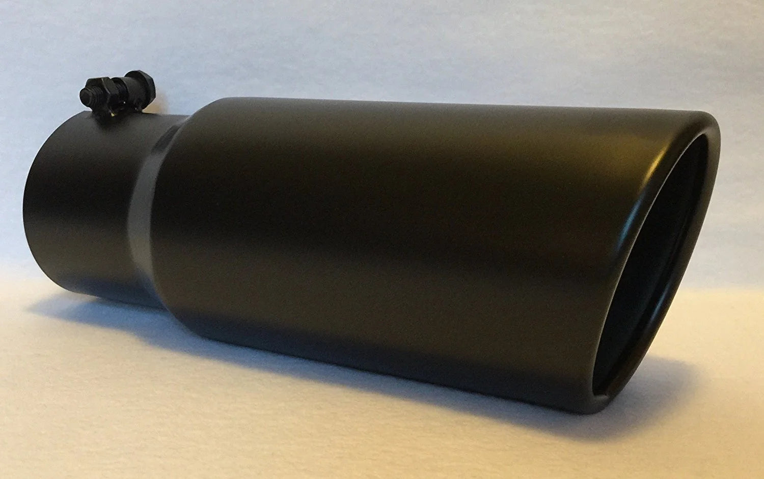 3.5" Inlet x 4.5" Outlet x 12" Long Rolled Edge FLAT BLACK Diesel Exhaust Tail Pipe Tip (Bolt On)
