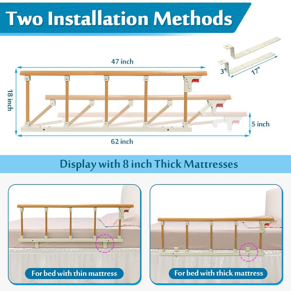 Bed Rail for Elderly Adults Safety Handle Fold Down 47x18 K7m
