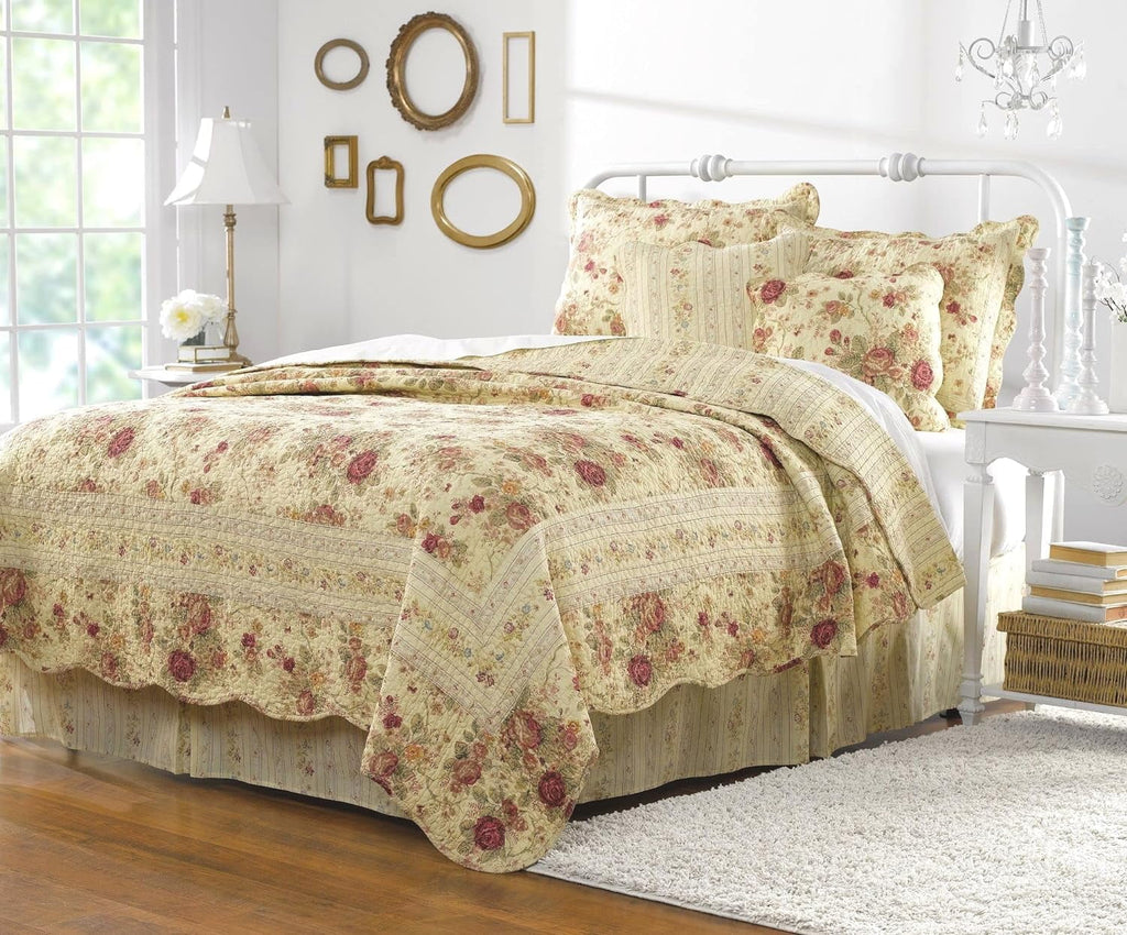 Chic Romantic Rose Bedding Quilt Set King Cal King a7