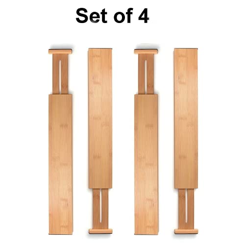 Bamboo Drawer Dividers Set of 4, Adjustable 13"-17" a7