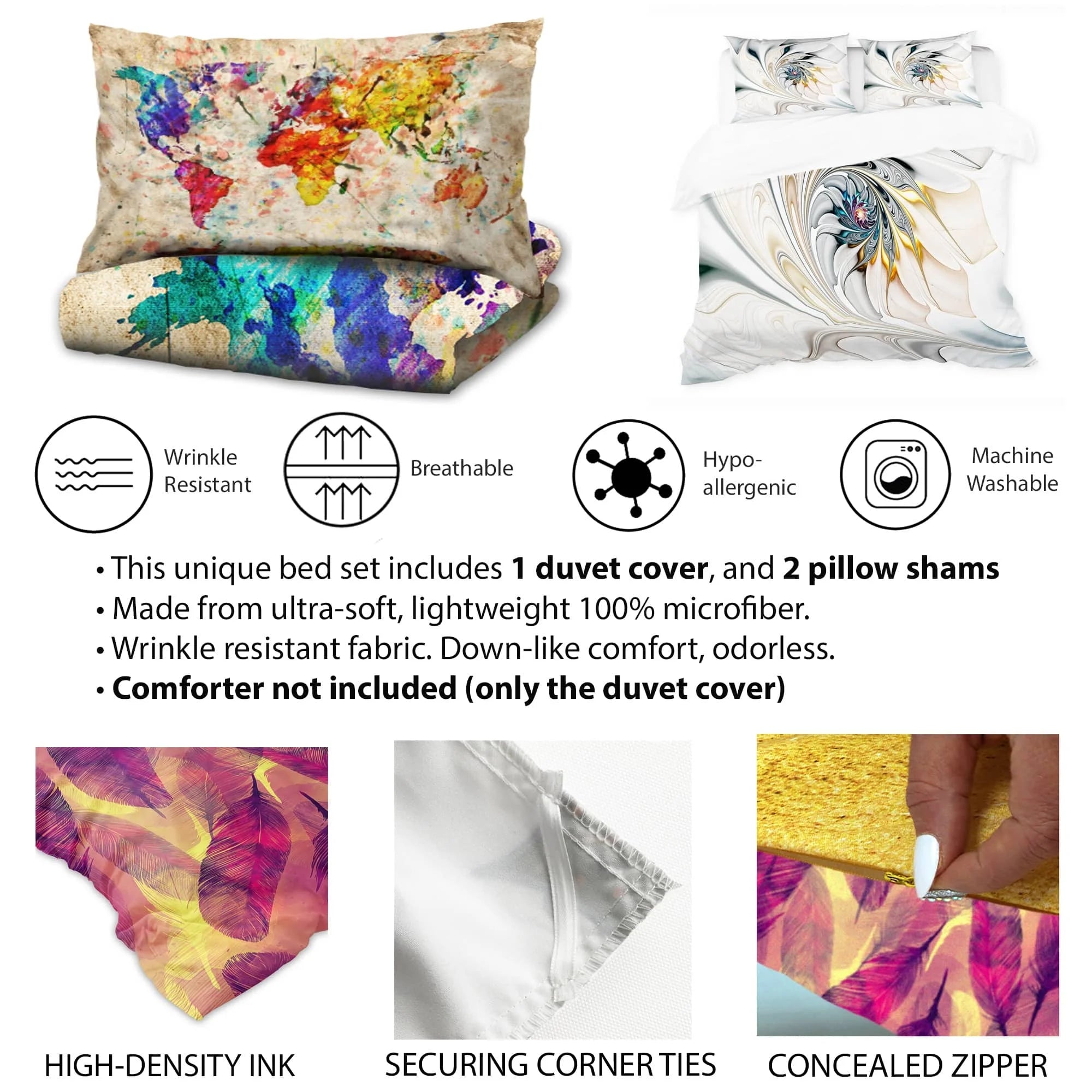 Purple Floral Garden Bedding Set with 2 Shams Twin a7