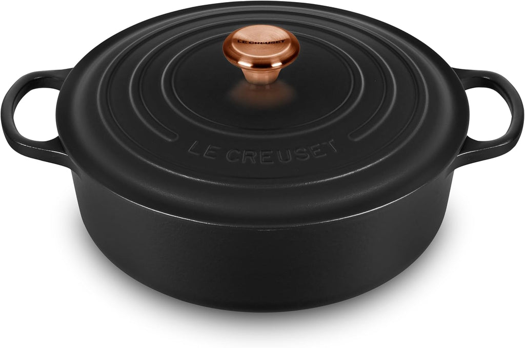 Le Creuset Signature 6.75-quart Round Wide Dutch Oven with Copper Knob (Licorice)