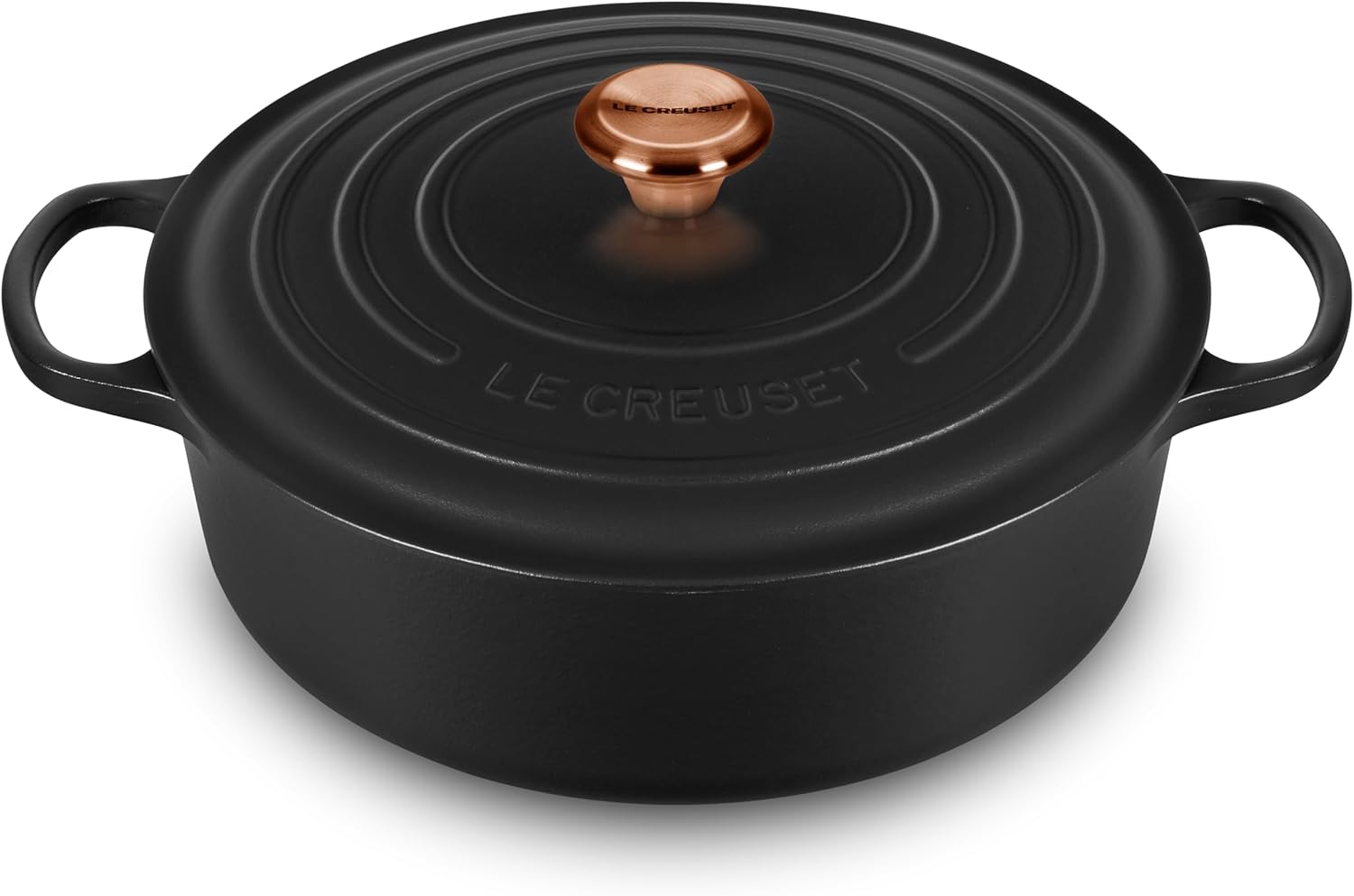 Le Creuset Signature 6.75-quart Round Wide Dutch Oven with Copper Knob (Licorice)