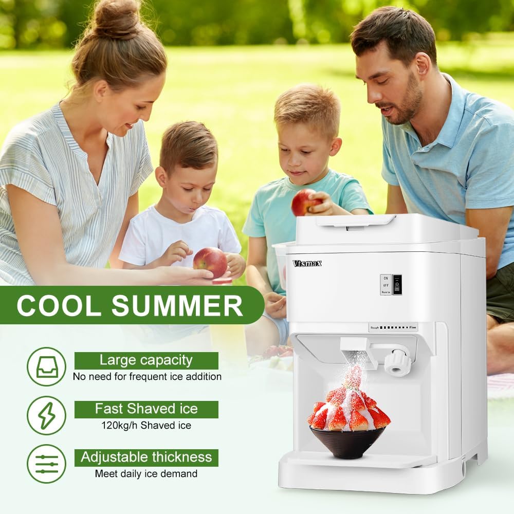 Electric Ice Shaver 350W Snow Cone Machine Adjustable Thickness a7