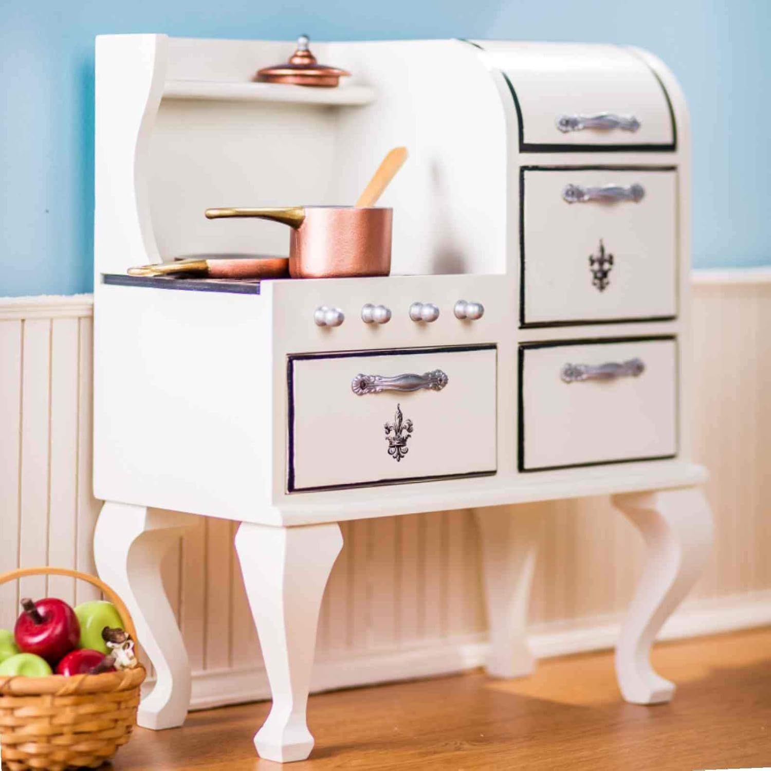 THE QUEEN'S TREASURES 18 Inch Doll Furniture, 1930's Style Wooden, Fully Assembled, Cook Stove & Oven, Compatible with American Girl Dolls Kitchens & Furniture