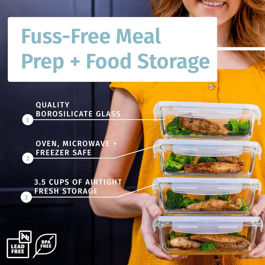 Glass Food Storage Containers with Locking Lids 4pk A7