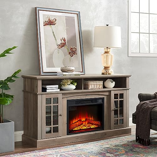 Electric Fireplace TV Stand for TVs up to 65 inch, TV Console with Storage, Espresso q7F