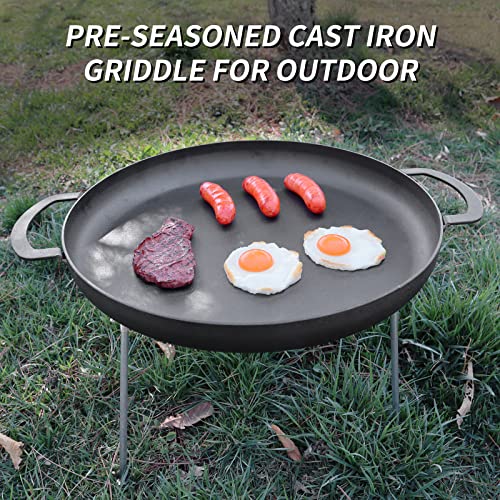 Cast Iron Griddle Pan, Seasoned, Two Loop Handles a7