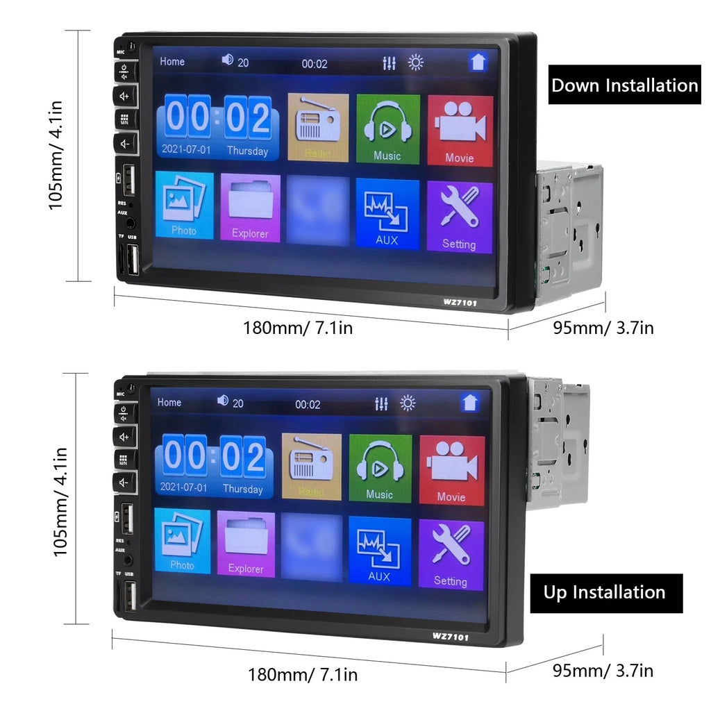 Single Din Car Stereo 7 Inch Touchscreen MP5 Player A7
