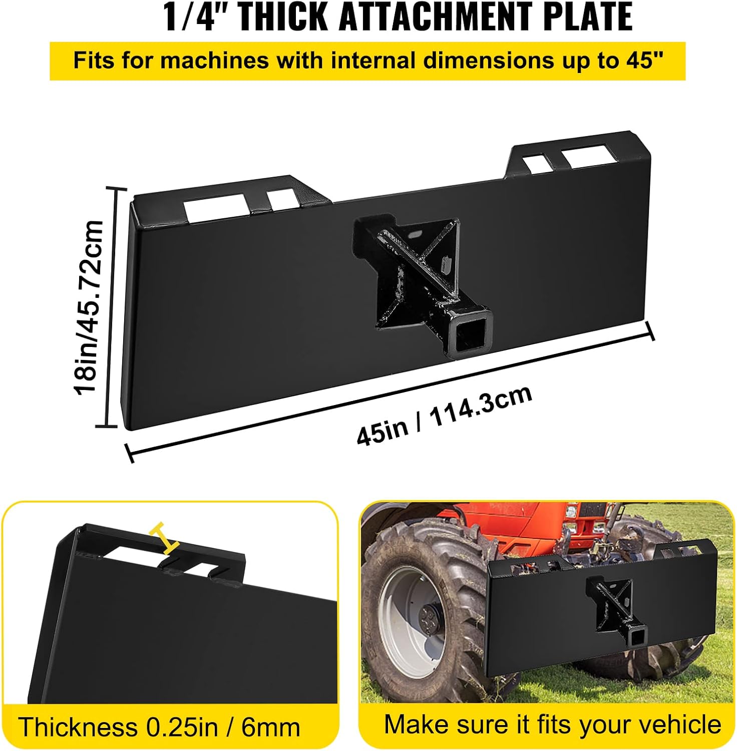 Skid Steer Quick Attach Mount Plate 3/8 Top Bar k7